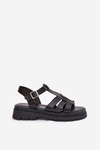 Eco leather sandals for women on platform black Nendales