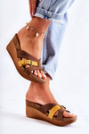 Women's Slippers On Wedge Inblu EN000024 Brown-Yellow