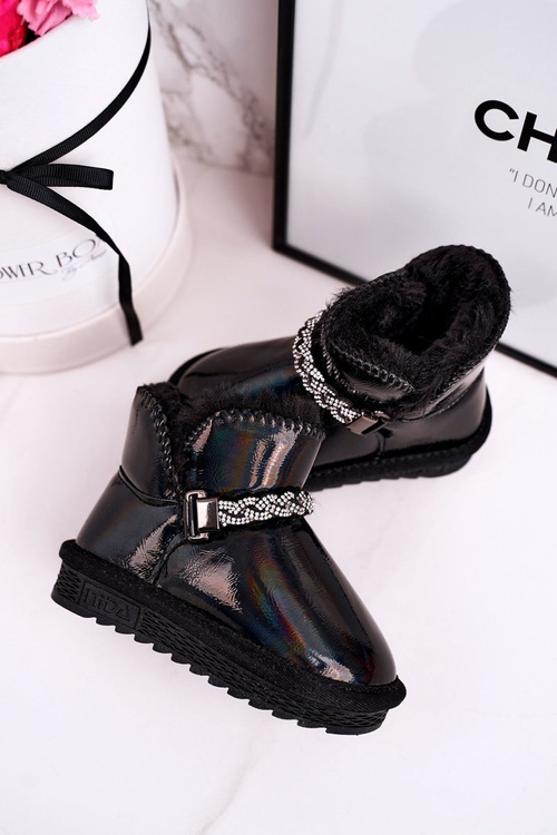 Children's Snow Boots With Fur Petrol Black Princess