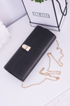 Women's Black Clutch Bag Gold Chain