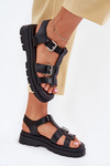 Eco Leather Women's Sandals With Buckles Black Mireza