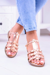 Women's Sandals with Studs Aglet Pink Gold