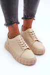 Women's Leather Platform Sneakers Beige Eselmarie