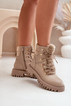 Warm ankle boots with zipper made of eco leather beige Willatta