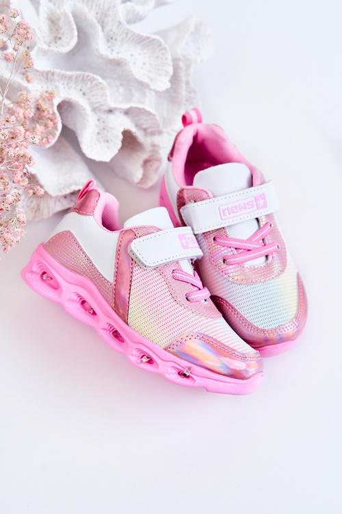 Children's Leather Sports Shoes White-Pink Loopsy