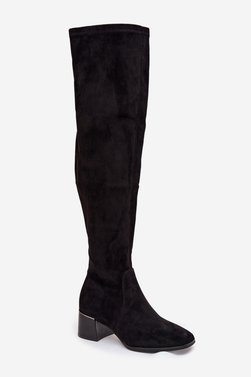 Women's knee-high boots with heel black Carina