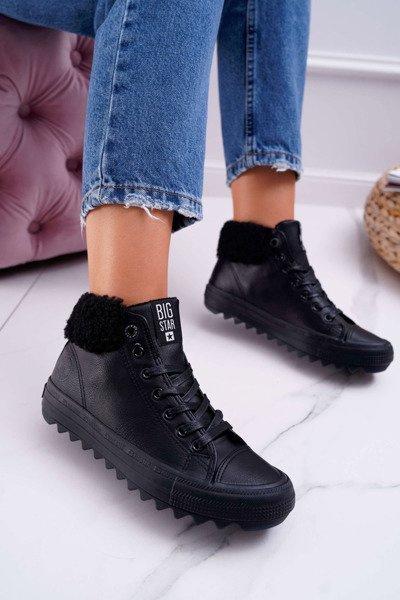 Women's Sneakers Big Star High Warmed Black EE274145