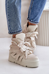 Leather Women's Sneakers On Massive Platform Beige CheBello 4561