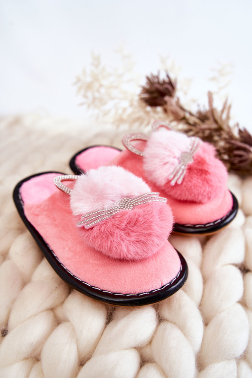 Children's slippers with a kitten and rhinestones Light pink Carliss