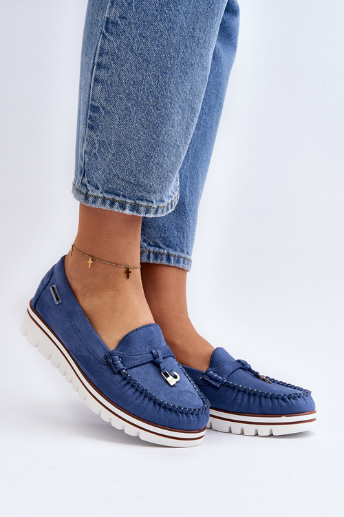 Women's Platform Moccasins Blue Railav