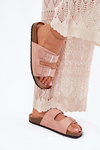 Women's Cork Platform Slippers With Buckles Pink Evisolla