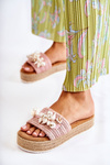 Women's Slippers On The Platform With Shells Pink Tolia