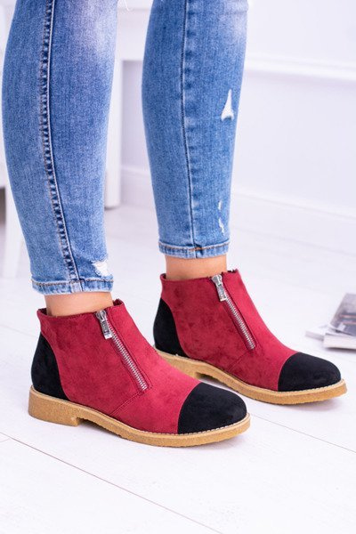 Lu Boo Suede Maroon Boots With Zippers Inez