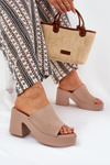 Women's Sandals On Heels And Platform Khaki Omeisa
