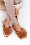 Platform Slippers With Eco Fur Camel Adventure