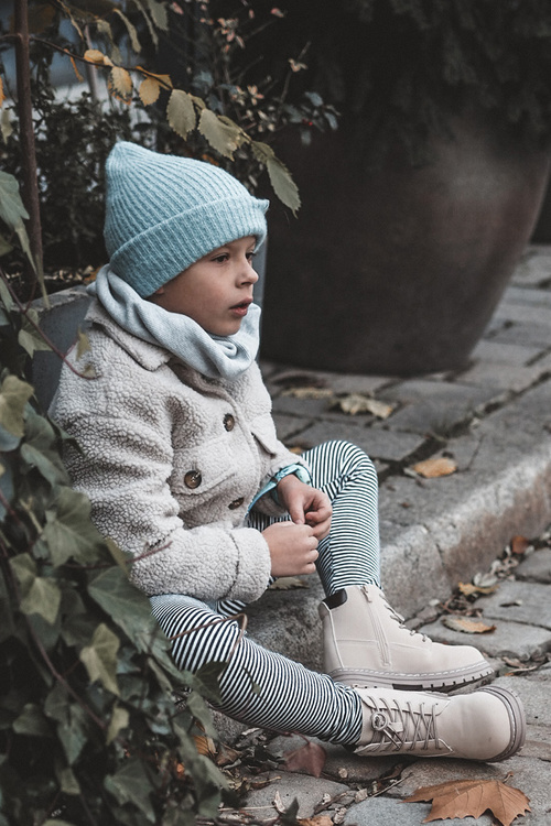 Children's Trapper Boots with Zip Beige Bansi