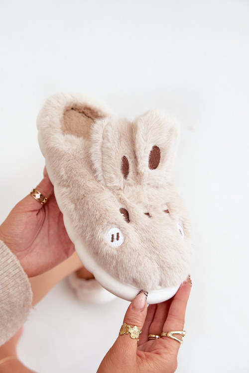 Damskie Futrzane Kapcie Z Motywem Króliczka Beżowe Natasha