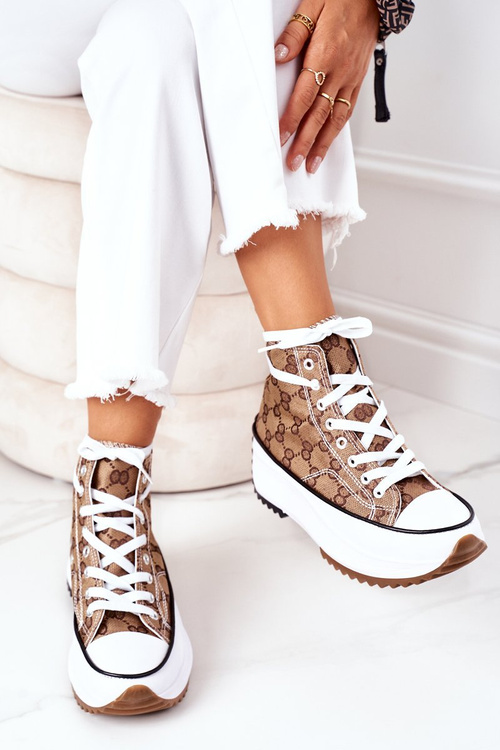 High Sneakers On A Platform Brown Electric Love