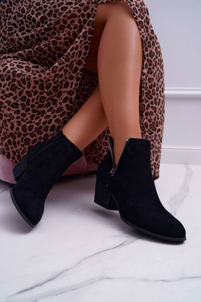 Women's Heeled Boots Zipper Suede Black Farre
