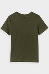Chłopięcy T-shirt Gładki Bawełniany Khaki 4F 4FJWMM00TTSHM1626-43S
