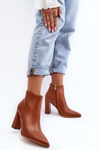 Women's Leather Boots On Heel Brown Saitana