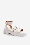 Women's White Eco Leather Strap Sandals Eladira