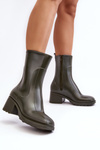 Women's Matte Wellies Boots On Heel Dark Green Bertaida