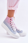 High Platform Sneakers Big Star LL274A191 Pink and Blue