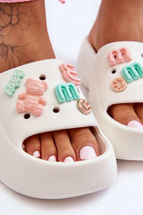 Women's Soft Foam Slippers with Decorations White Lorie