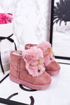 Children's Snow Boots Insulated With Fur Suede Pink Amelia