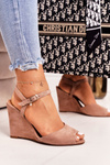 Suede Wedge Sandals Laura Messi 2253 Powder Pink