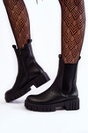 Leather Women's Boots On The Platform Black Bente