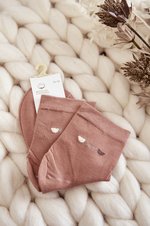 Women's Plain Cotton Cosas Socks Pink