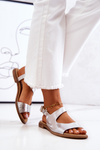 Leather Buckle Sandals Lewski 3041 Silver