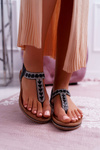 Women's Flat Slip-on Zirconia Sandals Black Mabellena