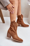 Cowboy Ankle Boots On Heel With Eco Suede Camel Narinae