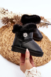Lined Snow Boots with Fur Black Bessie