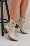 Perforated Ankle Boots With Block Heel Gold Nurissa