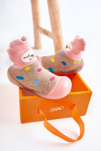 Children's slippers Niechodki Befado 002P019 Beige and pink