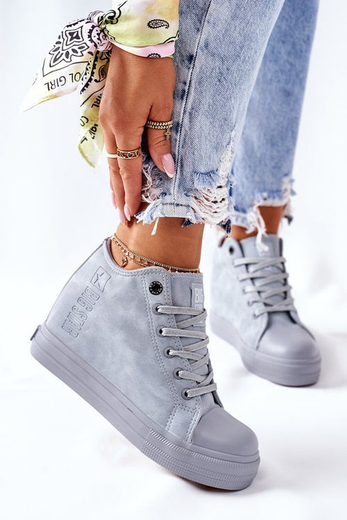 Trampki Skórzane Ukryty Koturn Big Star Niebieskie II274094