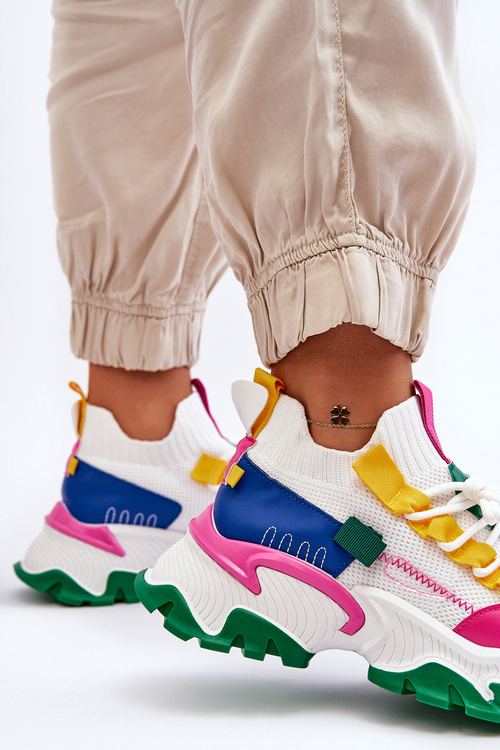 Women's Sock Sneakers White-Green Keaton