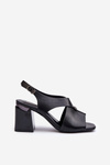 Elegant Women's High Heel Sandals in Black Eco Leather Asellesa