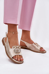 Damskie Eleganckie Sandały Płaskie Z Ozdobą Złote S.Barski KV51-003