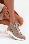 Women's Sports Ankle Boots On Platform Made Of Natural Suede Zazoo Z1239 Beige