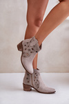 Openwork Suede Booties Lewski Shoes 3170/2 Cappucino