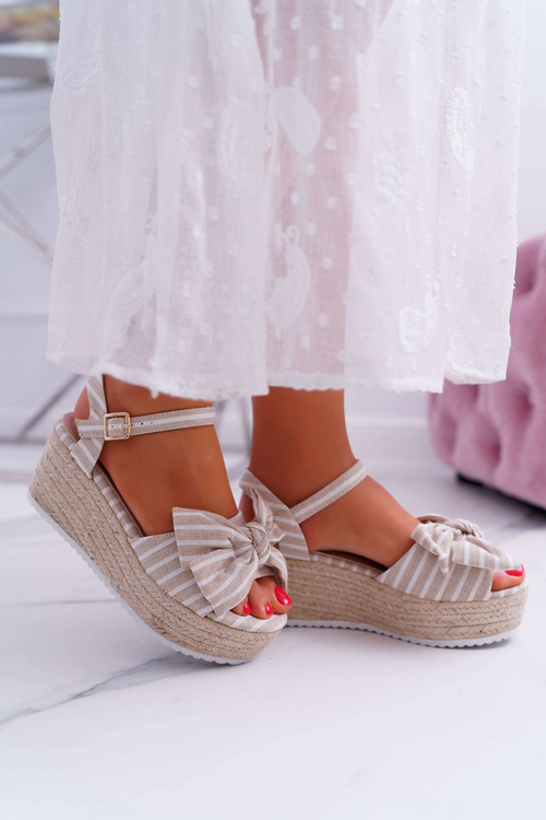 Women's Platform Platform Anchor Sandals With Bow Tie Beige Bounce