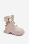 Kids Leather Lined Boots with Chain Beige Cadia