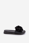 Women's Sandals Decorated with Flowers Black Cellanen