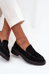 Women's Suede Loafers with Fringes D&A TW107 Black