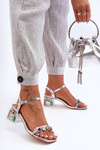 Women's Heeled Sandals With Crystals Silver SBarski MR1037-01